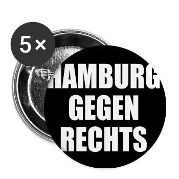hamburg gegen rechts - Buttons groß 56 mm (5er Pack) - Weiß - Vorne