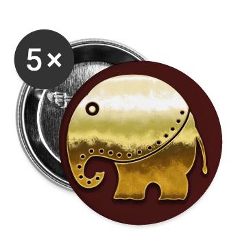 Éléphant d’or (Ethno, Cercle) - Lot de 5 grands badges (56 mm) - blanc - Devant