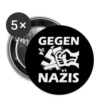 Gegen nazis - Buttons groß 56 mm (5er Pack) - Weiß - Vorne