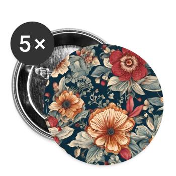 Vie florale - Lot de 5 grands badges (56 mm) - blanc - Devant