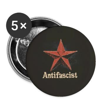 Antifasciste - Lot de 5 grands badges (56 mm) - blanc - Devant