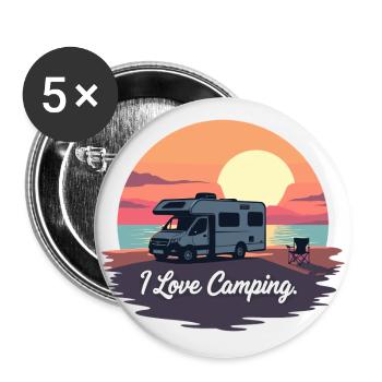 I Love Camping - Buttons groß 56 mm (5er Pack) - Weiß - Vorne