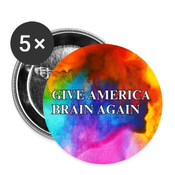 Give America Brain Again - buntes Design colorful - Buttons groß 56 mm (5er Pack) - Weiß - Vorne