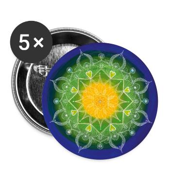 Herzchakra – Mandala der Liebe & Balance - Buttons groß 56 mm (5er Pack) - Weiß - Vorne