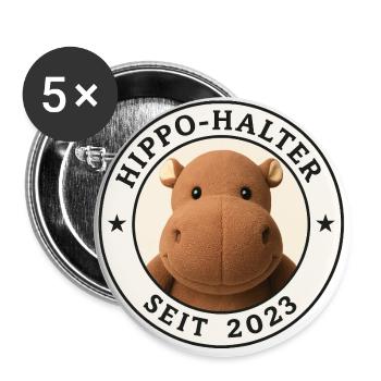 Hippo-Halter - Buttons groß 56 mm (5er Pack) - Weiß - Vorne