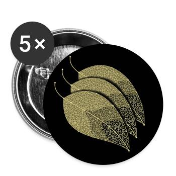 Elegante Blätter - Buttons groß 56 mm (5er Pack) - Weiß - Vorne