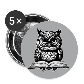 Owls Line Drawing Illustration - Buttons large 2.2''/56 mm (5-pack) - white - Front