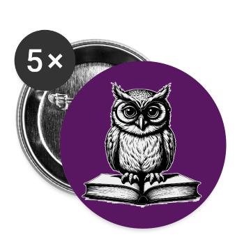 Eulen Strichzeichnung Illustration - Buttons groß 56 mm (5er Pack) - Weiß - Vorne