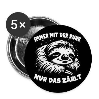 Faultier - immer cool bleiben - immer mit der Ruhe - Buttons groß 56 mm (5er Pack) - Weiß - Vorne