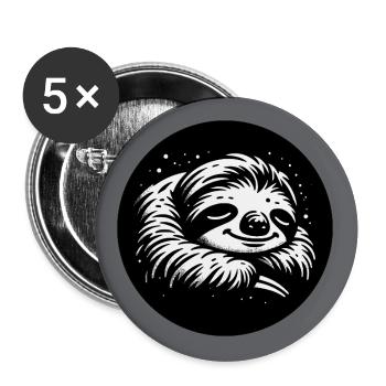 Faultier - immer cool bleiben - immer mit der Ruhe - Buttons groß 56 mm (5er Pack) - Weiß - Vorne
