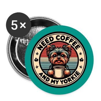 Besoin de café et de mon Yorkie - Lot de 5 grands badges (56 mm) - blanc - Devant