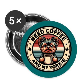 Besoin de café et de mon Yorkie - Lot de 5 grands badges (56 mm) - blanc - Devant