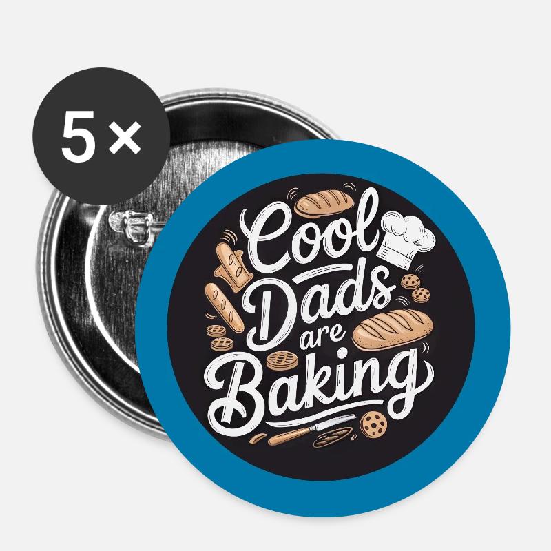 Coole Papas backen Brot - Buttons groß 56 mm (5er Pack) - Weiß