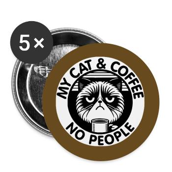 Katze und Kaffee und keine Menschen - Buttons groß 56 mm (5er Pack) - Weiß - Vorne