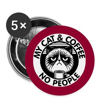Katze und Kaffee und keine Menschen - Buttons groß 56 mm (5er Pack) - Weiß - Vorne