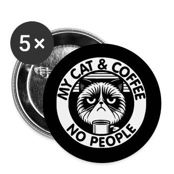 Katze und Kaffee und keine Menschen - Buttons groß 56 mm (5er Pack) - Weiß - Vorne