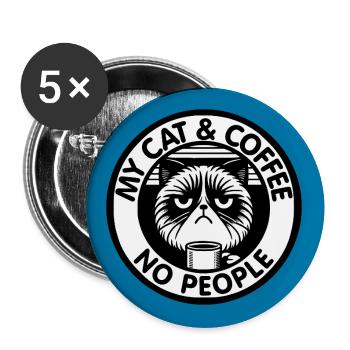 Katze und Kaffee und keine Menschen - Buttons groß 56 mm (5er Pack) - Weiß - Vorne