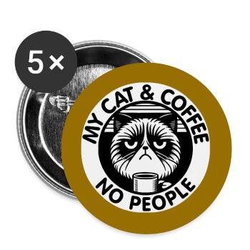 Katze und Kaffee und keine Menschen - Buttons groß 56 mm (5er Pack) - Weiß - Vorne