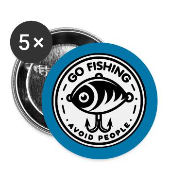 Allez à la pêche, évitez les gens - Lot de 5 grands badges (56 mm) - blanc - Devant