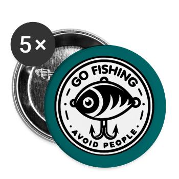 Allez à la pêche, évitez les gens - Lot de 5 grands badges (56 mm) - blanc - Devant
