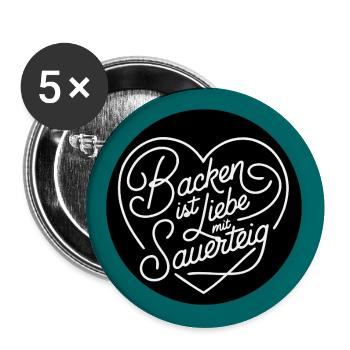 Backen ist Liebe und Sauerteig - Buttons groß 56 mm (5er Pack) - Weiß - Vorne