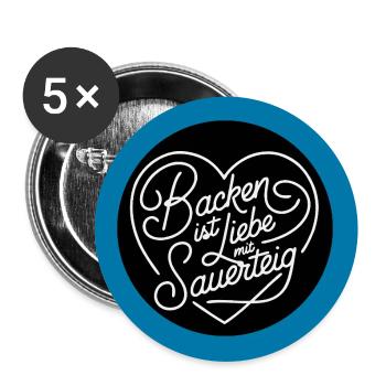 Backen ist Liebe und Sauerteig - Buttons groß 56 mm (5er Pack) - Weiß - Vorne