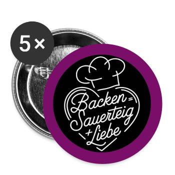 Backen ist Liebe und Sauerteig - Buttons groß 56 mm (5er Pack) - Weiß - Vorne