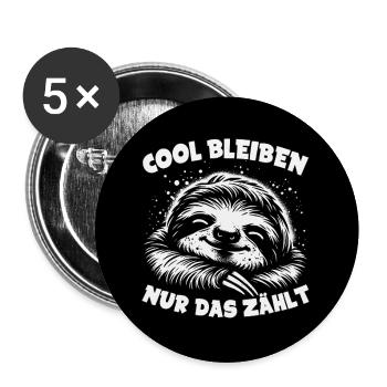 Cool bleiben immer mit der Ruhe lustiges Faultier - Buttons groß 56 mm (5er Pack) - Weiß - Vorne