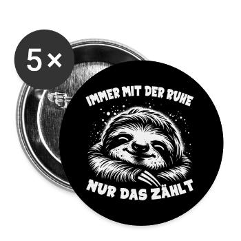 Cool bleiben immer mit der Ruhe lustiges Faultier - Buttons groß 56 mm (5er Pack) - Weiß - Vorne