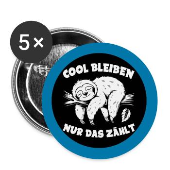 Cool bleiben immer mit der Ruhe lustiges Faultier - Buttons groß 56 mm (5er Pack) - Weiß - Vorne