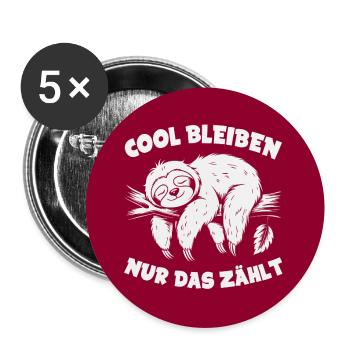 Cool bleiben immer mit der Ruhe lustiges Faultier - Buttons groß 56 mm (5er Pack) - Weiß - Vorne