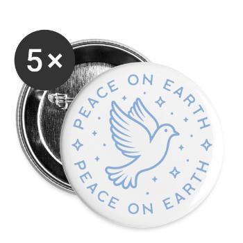 Friede auf Erden Blaue Taube - Buttons groß 56 mm (5er Pack) - Weiß - Vorne