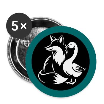 Fox and goose in friendship - Buttons large 2.2''/56 mm (5-pack) - white - Front
