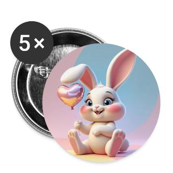 Zinzinuo – Cute Bunny for Everyone - Buttons large 2.2''/56 mm (5-pack) - white - Front