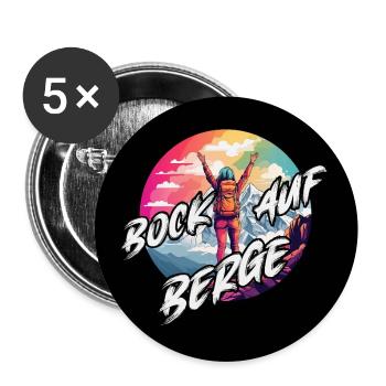 Bock auf Berge Bergwandern - Buttons groß 56 mm (5er Pack) - Weiß - Vorne