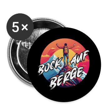 Bock auf Berge Bergwandern - Buttons groß 56 mm (5er Pack) - Weiß - Vorne