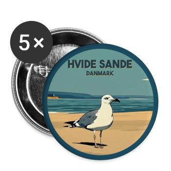 Hvide Sande alternativ Dänemark - Buttons groß 56 mm (5er Pack) - Weiß - Vorne