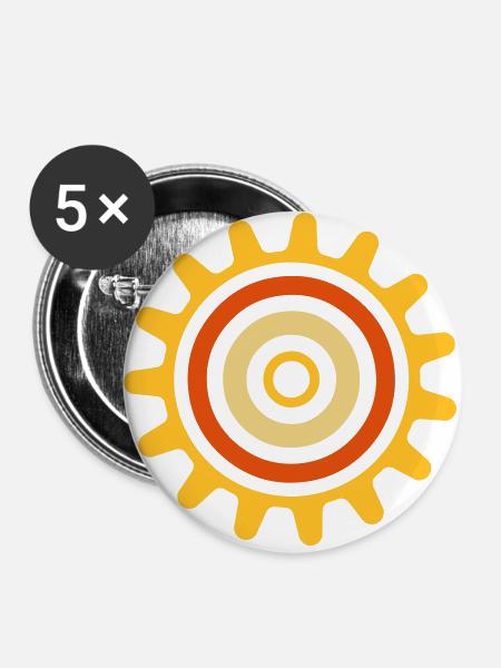 cogwheel - Zahnrad - Buttons groß 56 mm (5er Pack) - Weiß