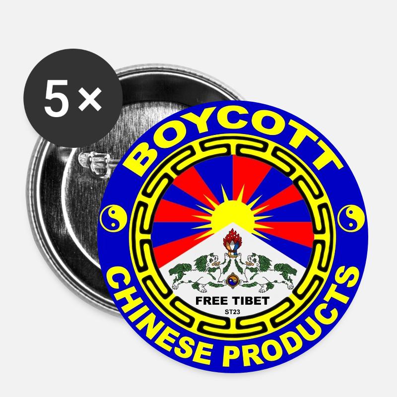 free Tibet - Buttons groß 56 mm (5er Pack) - Weiß