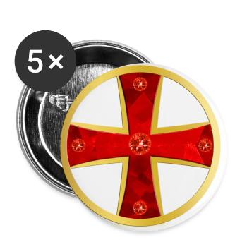 Templar Cross Gold + Gems - Buttons large 2.2''/56 mm (5-pack) - white - Front