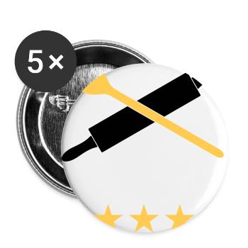 Nudelholz mit Kochlöffel, 5 Sterne - Buttons groß 56 mm (5er Pack) - Weiß - Vorne