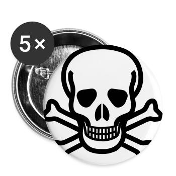 Skull Tribal Tattoo - Buttons large 2.2''/56 mm (5-pack) - white - Front