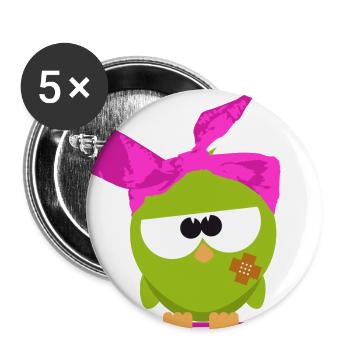 Birdie mit Kopftuch - Buttons groß 56 mm (5er Pack) - Weiß - Vorne