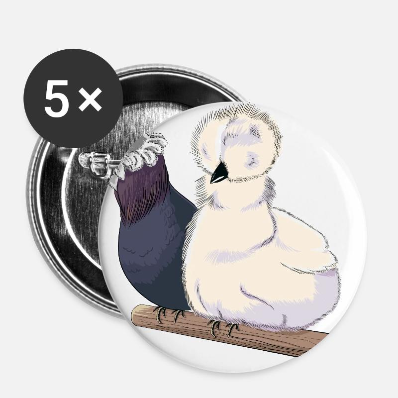 Chickens on the perch - Buttons large 2.2''/56 mm (5-pack) - white