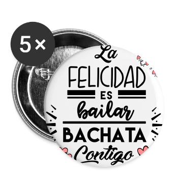 Le bonheur danse la Bachata avec toi - Lot de 5 grands badges (56 mm) - blanc - Devant
