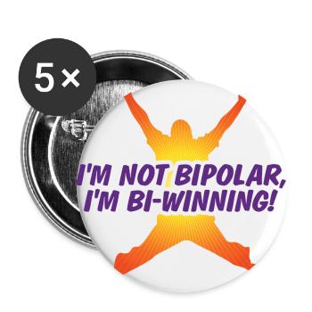Ich bin nicht bipolar Ich bin Bi-Gewinner! - Buttons groß 56 mm (5er Pack) - Weiß - Vorne