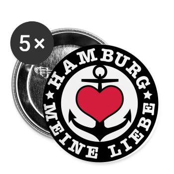 Ancre 2c Hambourg Mon coeur d'amour - Lot de 5 grands badges (56 mm) - blanc - Devant