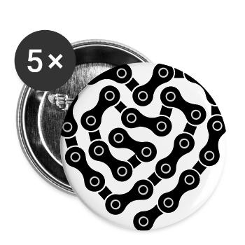 Coeur de maillons de la chaîne - Lot de 5 grands badges (56 mm) - blanc - Devant