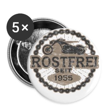 Born to ride biker oldtimer motorrad 1955 - Buttons groß 56 mm (5er Pack) - Weiß - Vorne