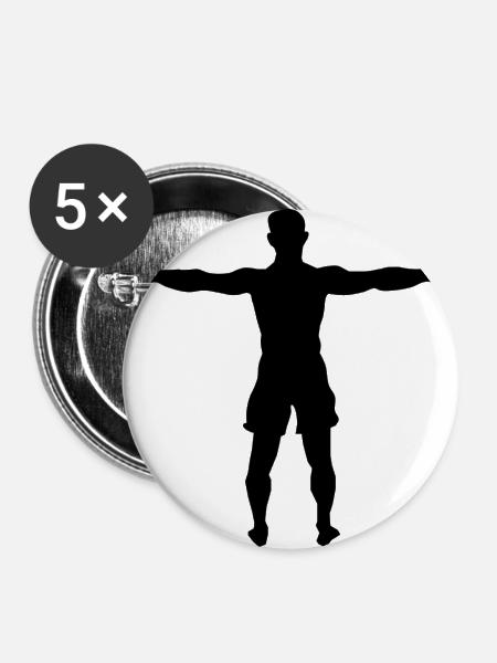 Sportler - Buttons groß 56 mm (5er Pack) - Weiß
